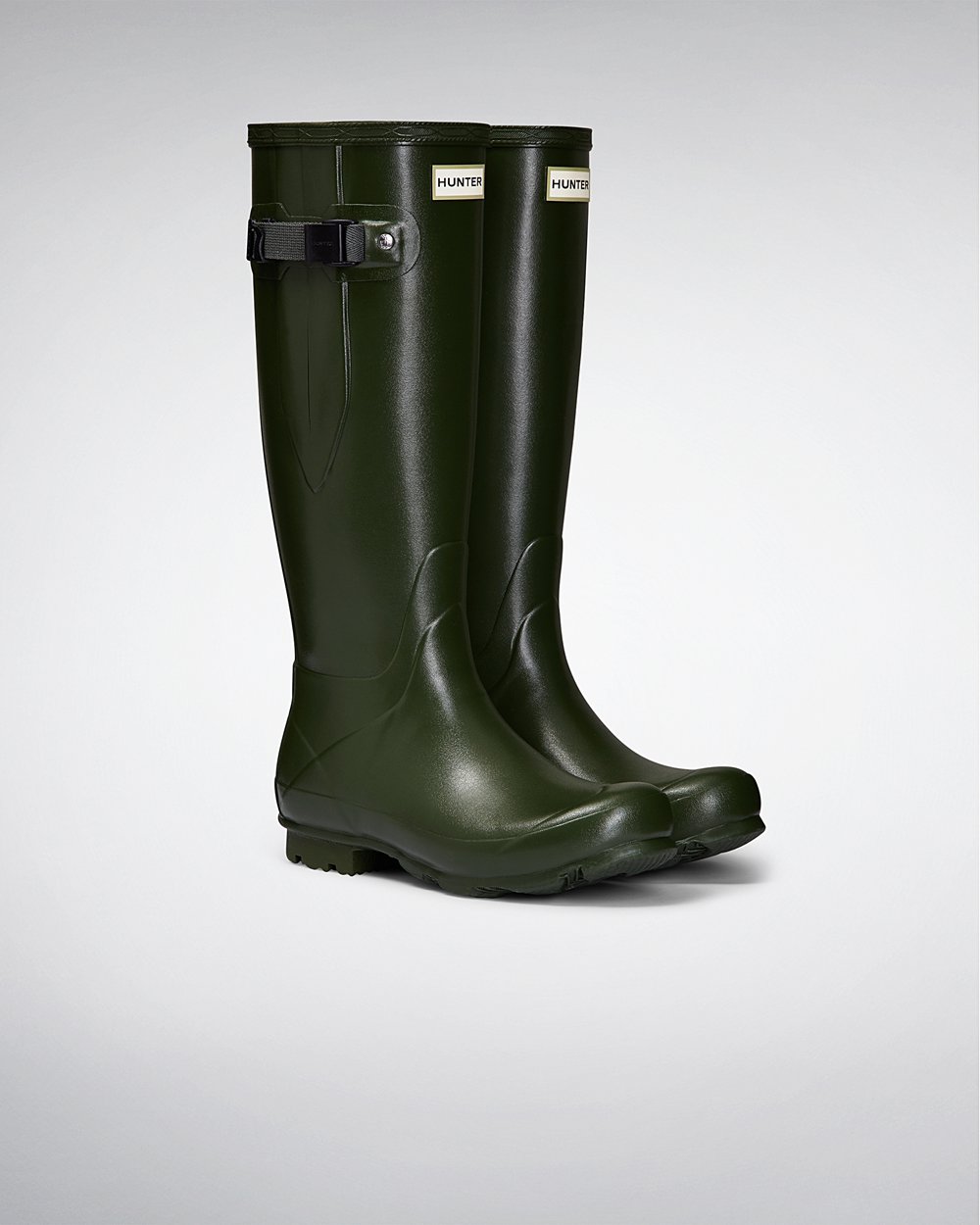 Women Hunter Norris Field Side Adjustable | Tall Rain Boots Green | NZ-45619-MOTN